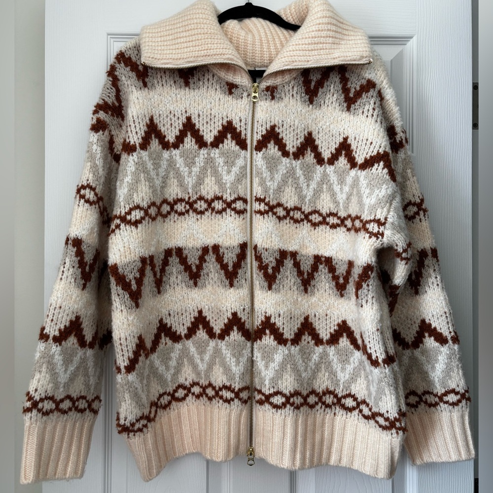 Varley Brooke Fairisle Knit Jacket whitecap mountain sz L
